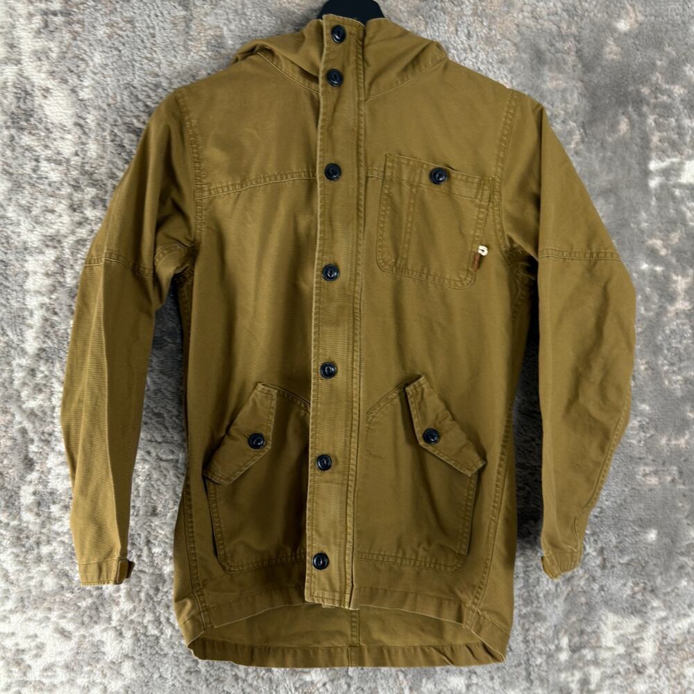 Burton‎ Boys Size L Dryride Outdoor Hooded Button Jacket Brown Long Sleeve
